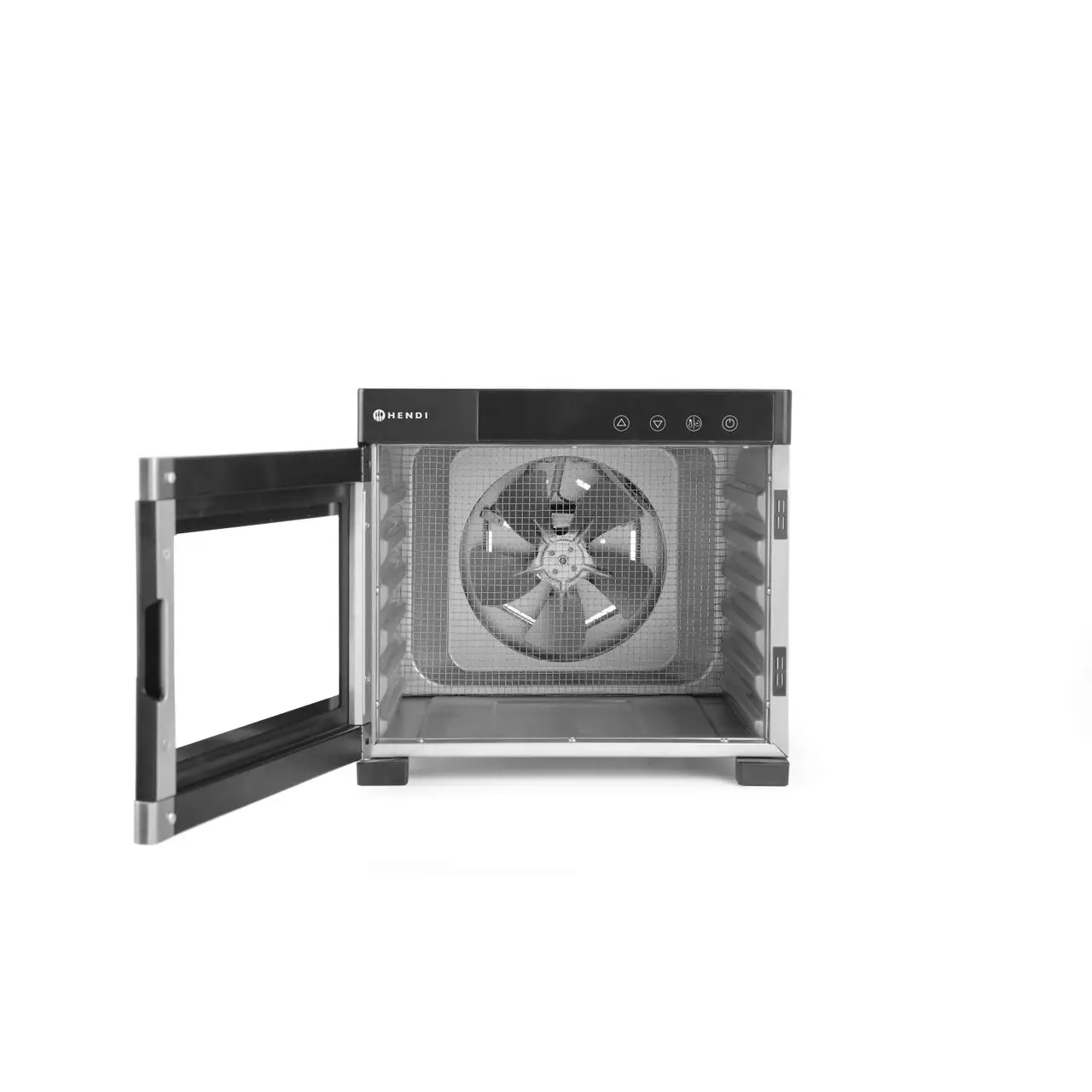 Deshidrator alimente Hendi Profi Line, 550 W, 6 tavi inox, interior si exterior inox, temperatura reglabila 35-75 C, Gri, timer, panou de control digital - imagine 3