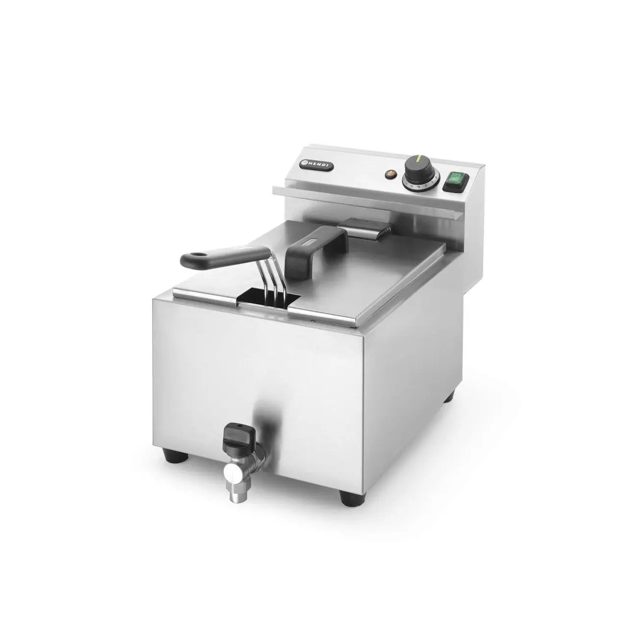Friteuza electrica profesionala, Hendi Mastercook cu robinet scurgere ulei, Inox, 8 lt, 3500 W, temperatura reglabila pana la 195 gr C, termostat, 515x300x(H)345 mm - imagine 3