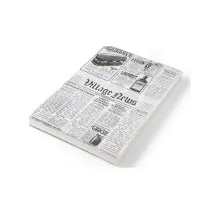 Set 500 foi hartie impermeabila grasime pentru servire cartofi prajiti / aperitive, Hendi, print tip ziar, 200x250 mm