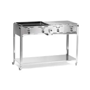 Grill Hendi Master model Quattro, 4 arzatoare, Inox, alimentare gaz, aprindere electrica, consum 0,8 mA³/h, 22 kW, Inox