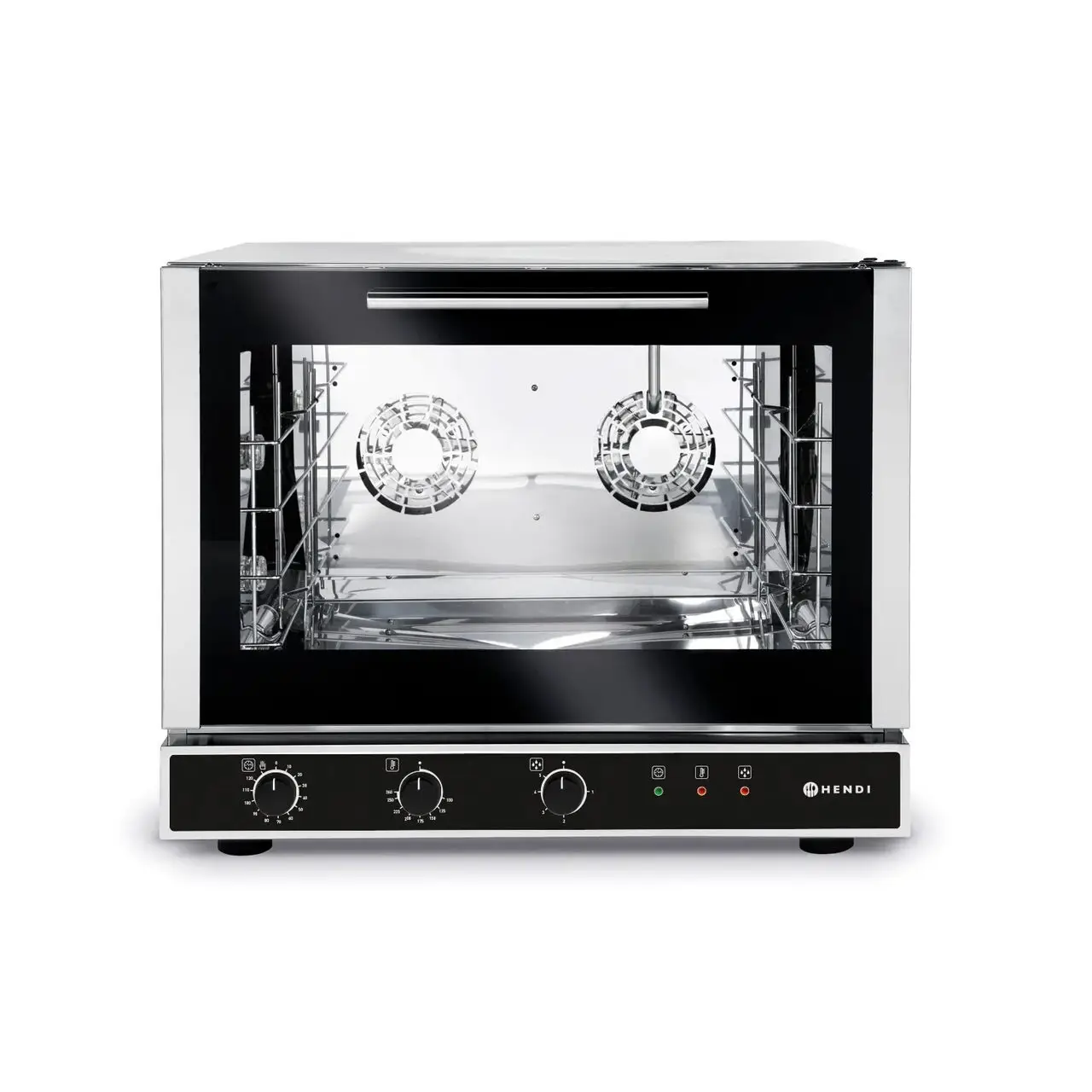 Cuptor convectie Hendi cu umidificare, capacitate 4 tavi 600x400 mm, 2 elemente incalzire, 2 ventilatoare, termostat reglabil, 50-300gr C, timer 0 - 120 min, 6400 W, 790x750x(H)635 mm