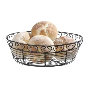 Cos oval pentru servire Hendi cu margine decorativa, metal, 255x160x(H)80mm