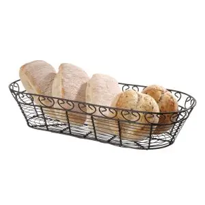 Cos oval pentru servire Hendi cu margine decorativa, metal, 385x160x(H)80mm