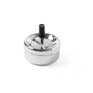 Scrumiera cu buton pentru golire, Hendi, cromata, diametru 90 mm x 45 mm (H)