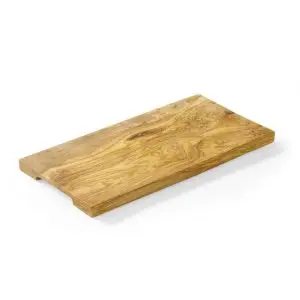 Tocator dreptunghiular cu manere canelate, Hendi, lemn de maslin, 250x150x(H)18 mm