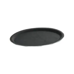 Tava servire ovala, Hendi, poliester armat cu fibra de sticla, neagra, 21x29 cm