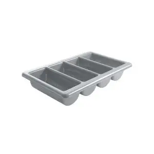 Tava suport tacamuri, 4 compartimente, Hendi, polipropilena gri, GN 1/1, 53x32.5x(H)10 cm