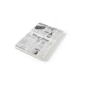 Set 500 de foi hartie impermeabila grasime pentru servire cartofi prajiti sau aperitove, 25x35 cm, Hendi, print tip ziar