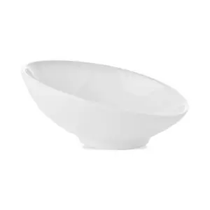 Farfurie oblica Fine Dine, Bianco, Alb, portelan vitrificat, rezistenta la temeperaturi de pana la 180 C, 300 ml, diametru 180 mm
