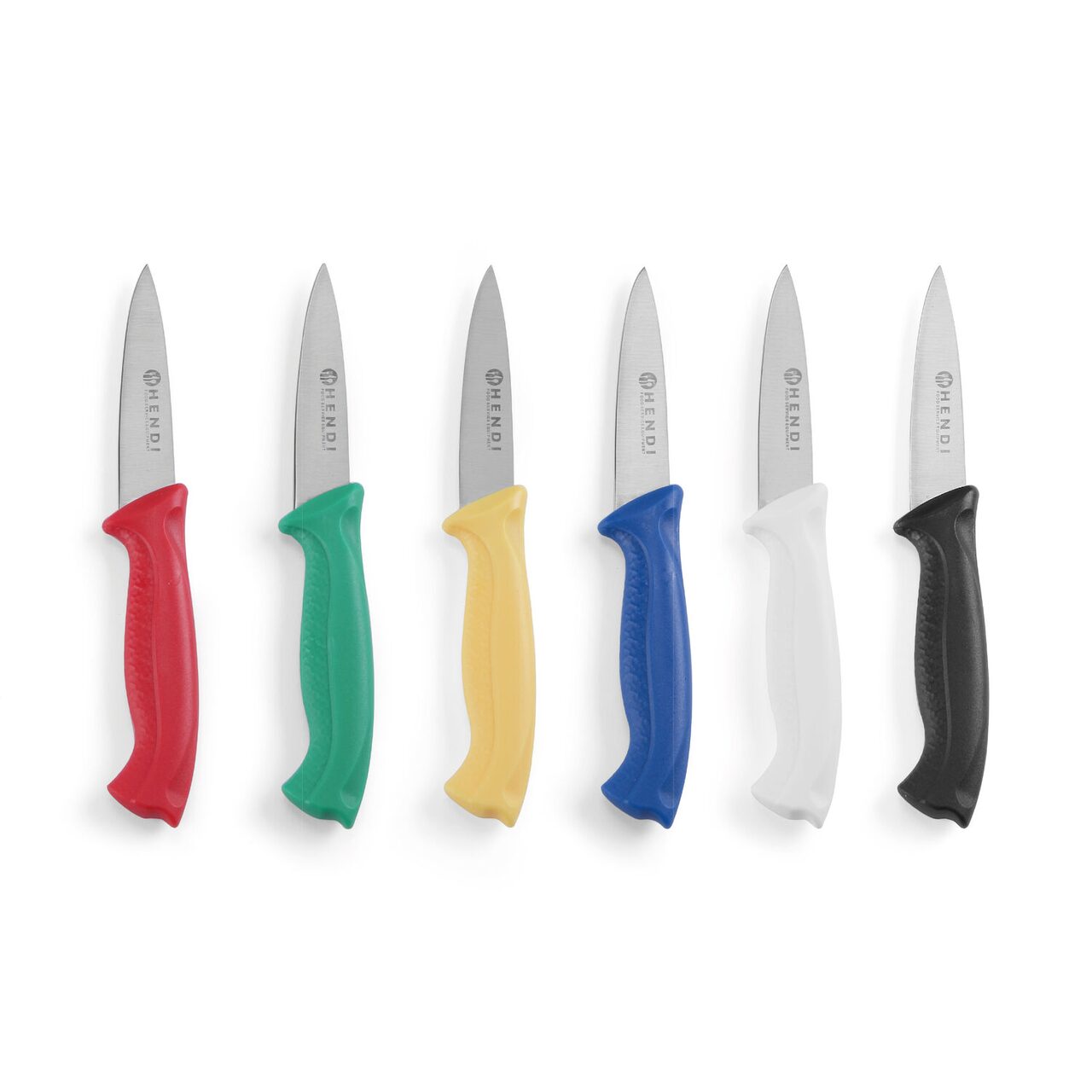Set de 6 cutite medii bucatarie profesionale, certficate igiena HACCP, Hendi, lama 80 mm, lungime totala 185 mm