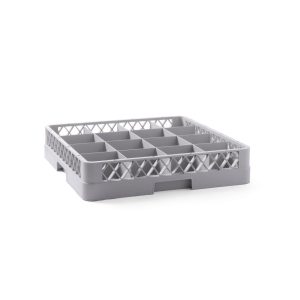 Cos universal pentru masina de spalat vase, polietilena, Gri, Hendi 16 compartimente 500x500x(H)100 mm