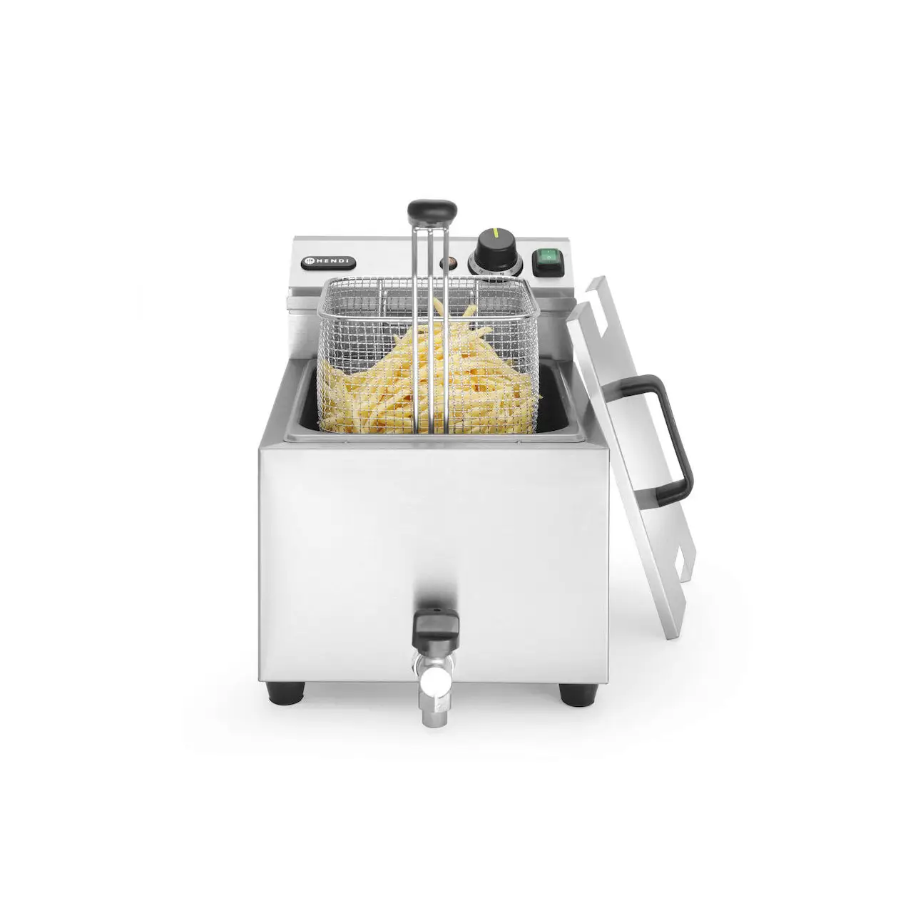 Friteuza electrica profesionala, Hendi Mastercook cu robinet scurgere ulei, Inox, 8 lt, 3500 W, temperatura reglabila pana la 195 gr C, termostat, 515x300x(H)345 mm - imagine 2