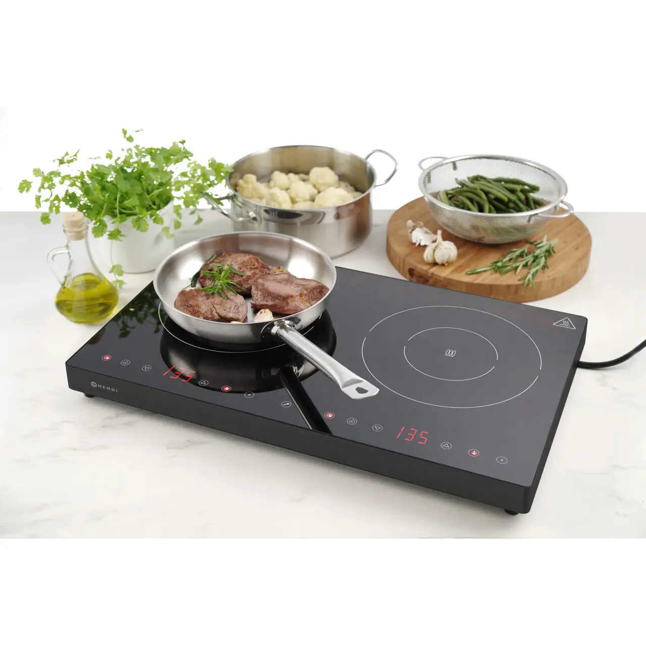 Plita dubla cu inductie Black Line, 3500W, 608x370x(H)61mm - imagine 4