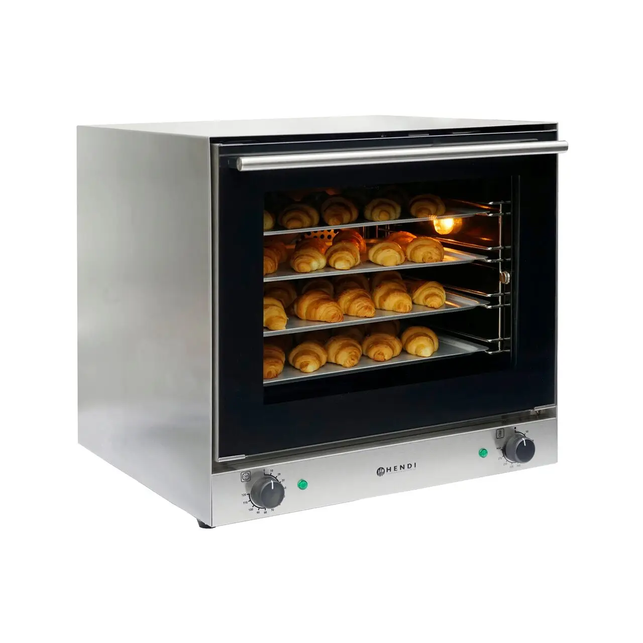 Cuptor convectie Hendi H90, 4 tavi 438x315 mm incluse, 2 elemente incalzire, 2 ventilatoare, termostat reglabil 50-300 gr C, timer 0-120 min, 2670 W, 595x595x(H)570 mm - imagine 5