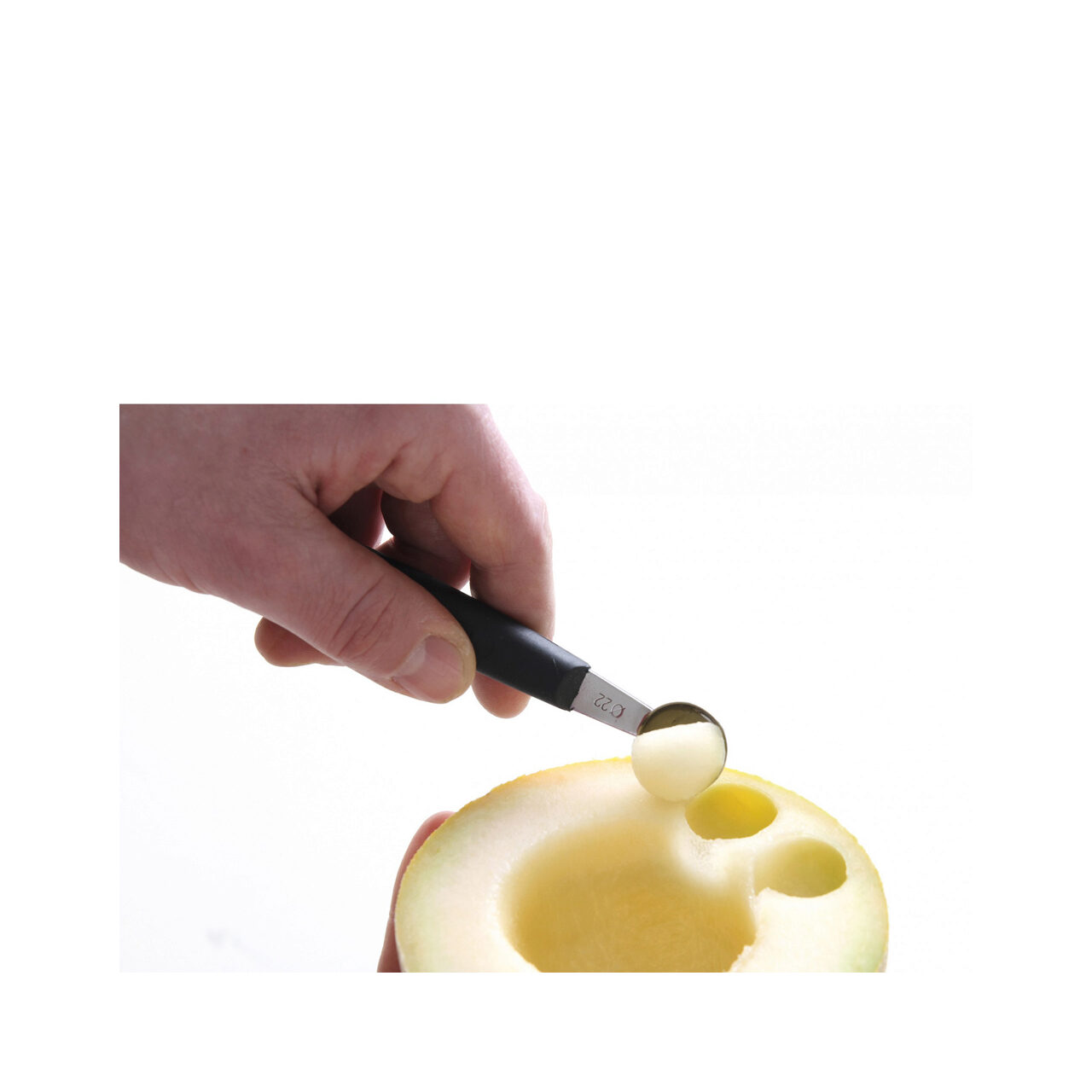 Lingurita dubla pentru ornare/fasonare fructe, legume,-Hendi, inox cu maner polipropilena, diametre 22/25 mm - imagine 2