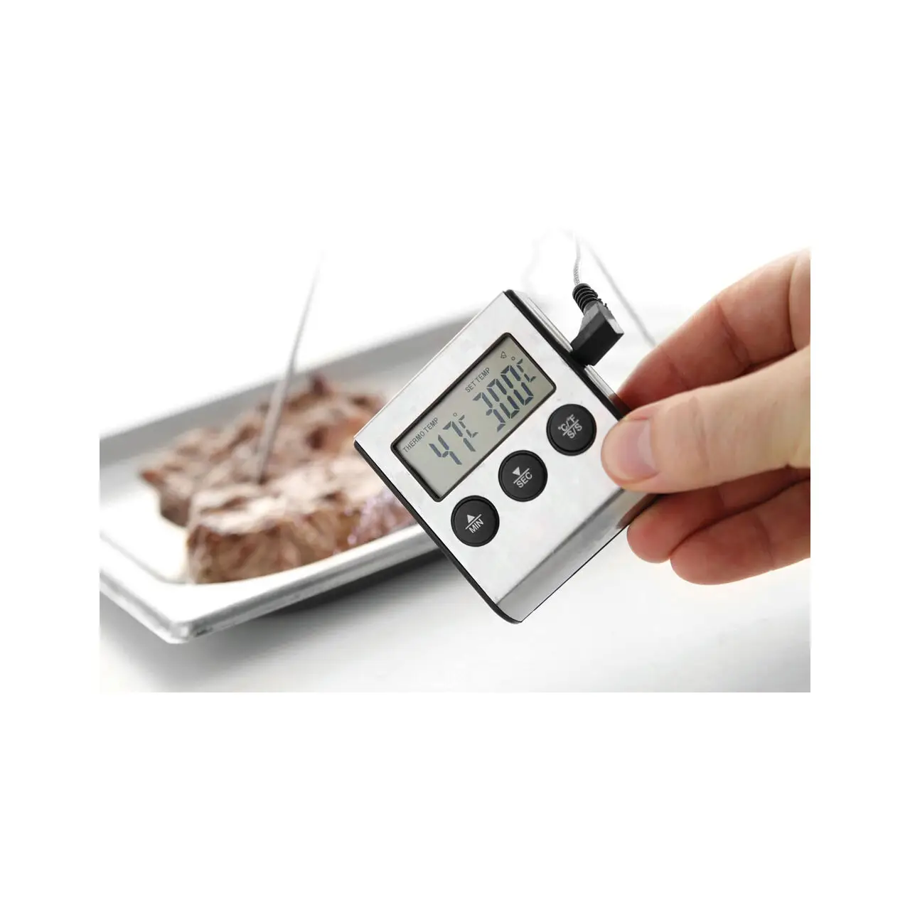 Termometru digital si timer bucatarie, interval masurare -50/+250 gr C, gradatie 1 gr C, sonda 15 cm pentru cuptor, alerta temperatura, Hendi - imagine 4