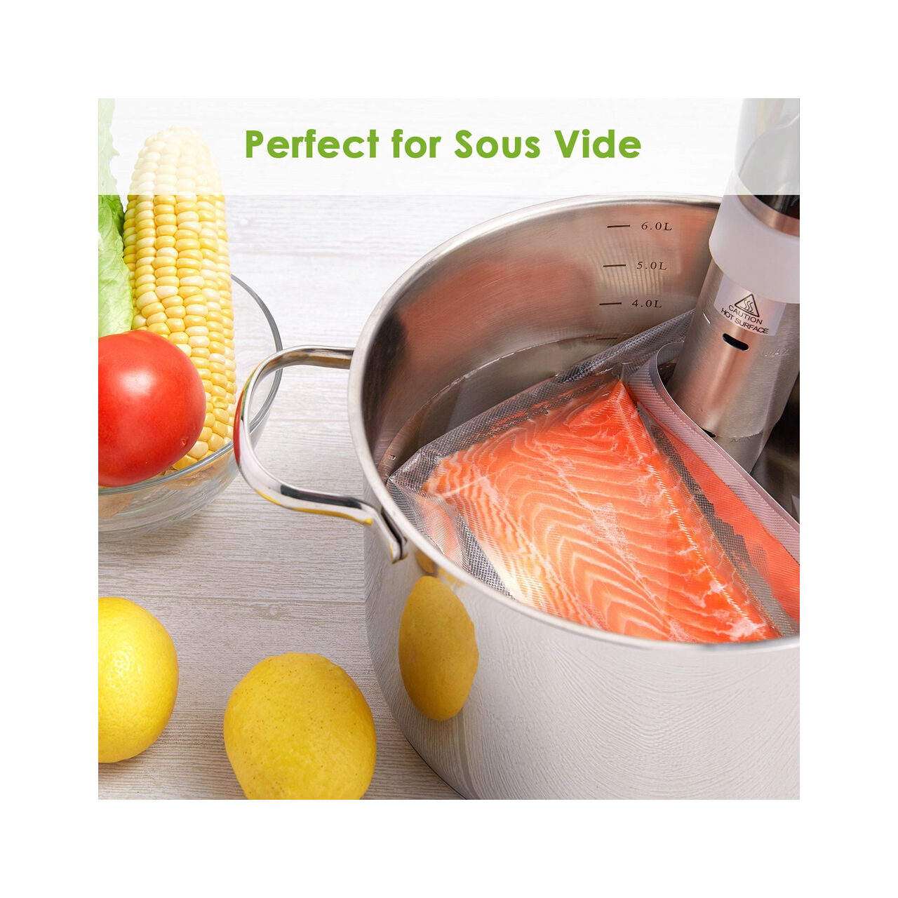 Set 100 pungi vacuum pentru gatit netede 200x300 mm, ideale pentru gatit in sistem Sous-Vide, Hendi, 2 straturi, 75 microni grosime - imagine 5