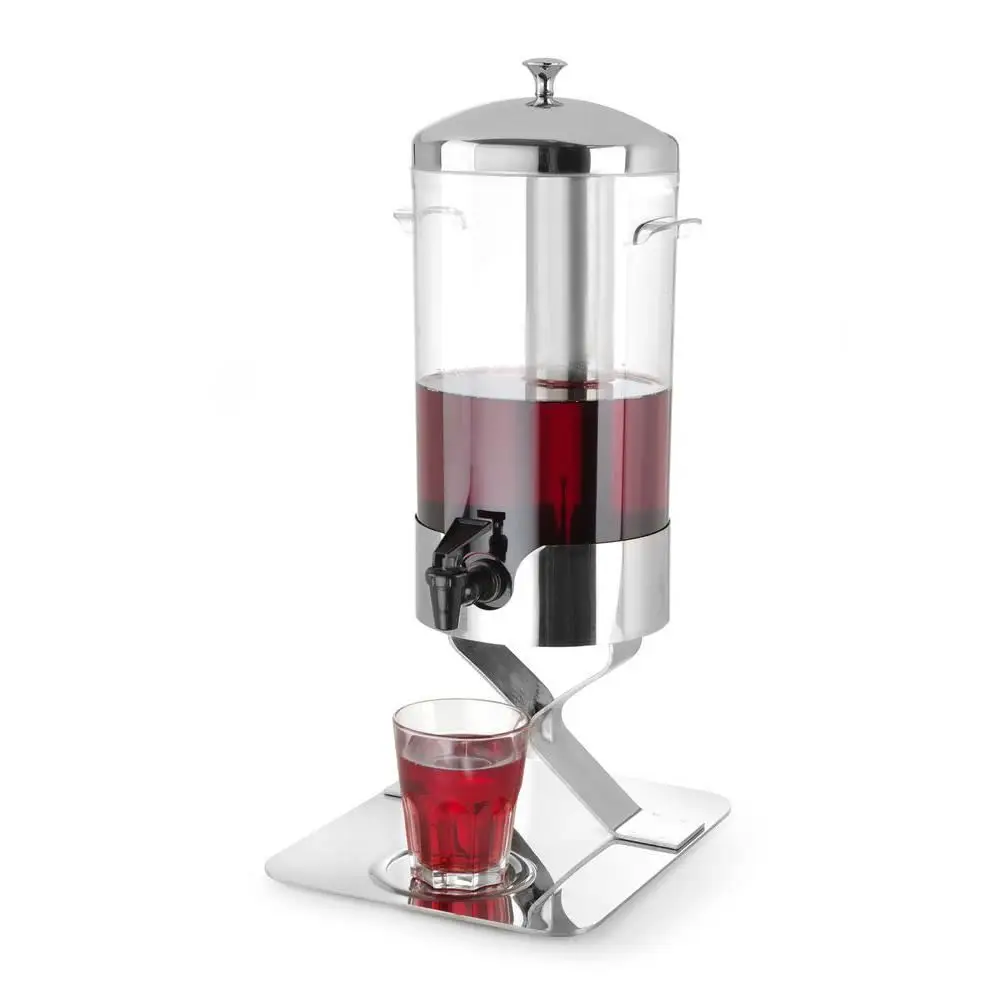 Dispenser profesional pentru suc 5 litri, sistem racire cu cuburi gheata, corp inox, cuva policarbonat, robinet anti-picurare, Hendi, 28x22x(H)51 cm - imagine 6