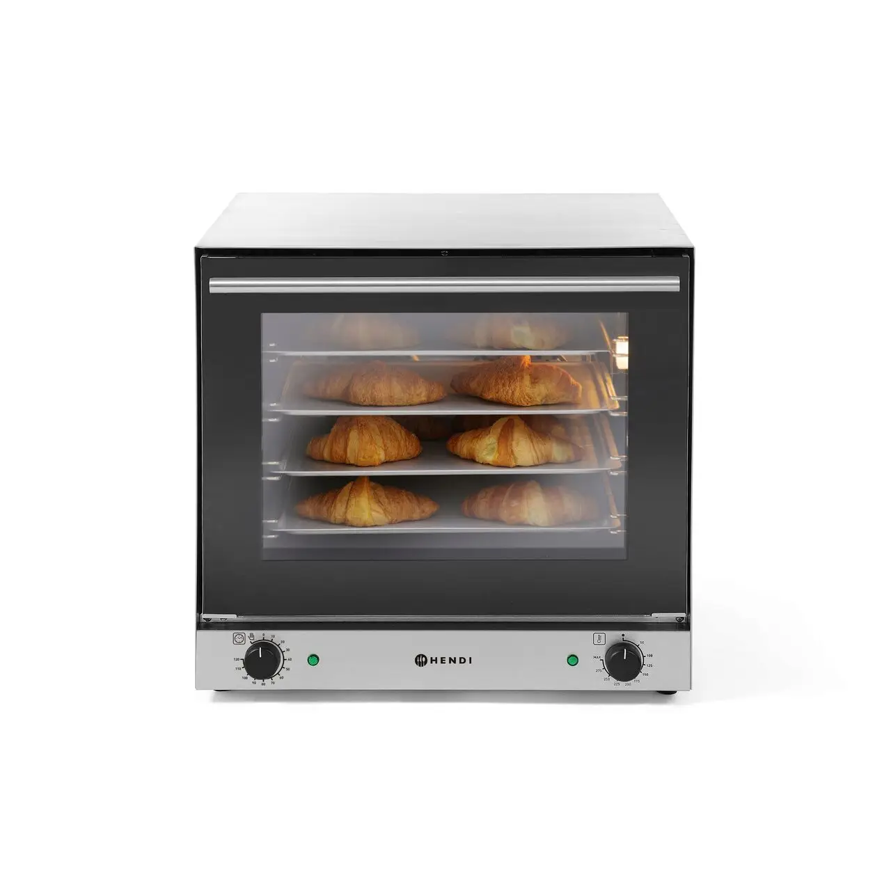 Cuptor convectie Hendi H90, 4 tavi 438x315 mm incluse, 2 elemente incalzire, 2 ventilatoare, termostat reglabil 50-300 gr C, timer 0-120 min, 2670 W, 595x595x(H)570 mm - imagine 7