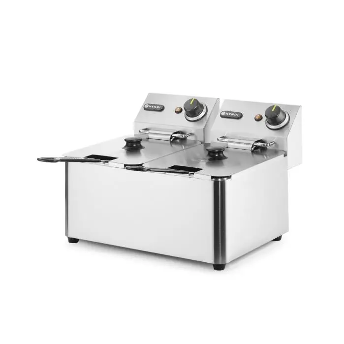 Friteuza electrica profesionala 2x4 lt, 2x3000W, inox, termostat 0-190 gr C, Hendi Blue LIne, 47x42x(H)33 cm - imagine 3
