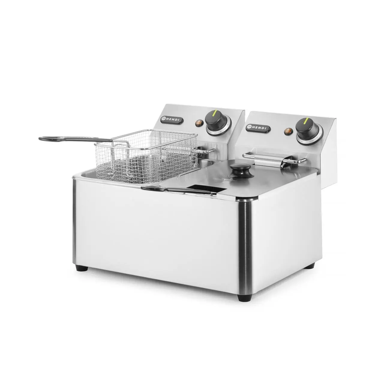 Friteuza electrica profesionala 2x4 lt, 2x3000W, inox, termostat 0-190 gr C, Hendi Blue LIne, 47x42x(H)33 cm - imagine 4