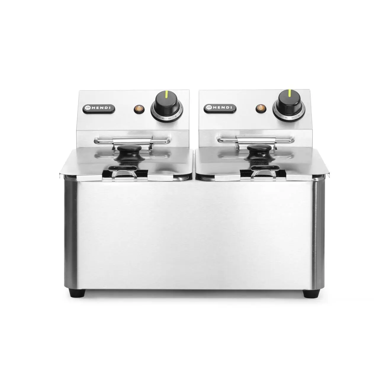 Friteuza electrica profesionala 2x4 lt, 2x3000W, inox, termostat 0-190 gr C, Hendi Blue LIne, 47x42x(H)33 cm - imagine 2