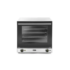 Cuptor convectie Hendi H90, 4 tavi 438x315 mm incluse, 2 elemente incalzire, 2 ventilatoare, termostat reglabil 50-300 gr C, timer 0-120 min, 2670 W,595x624x(H)572mm
