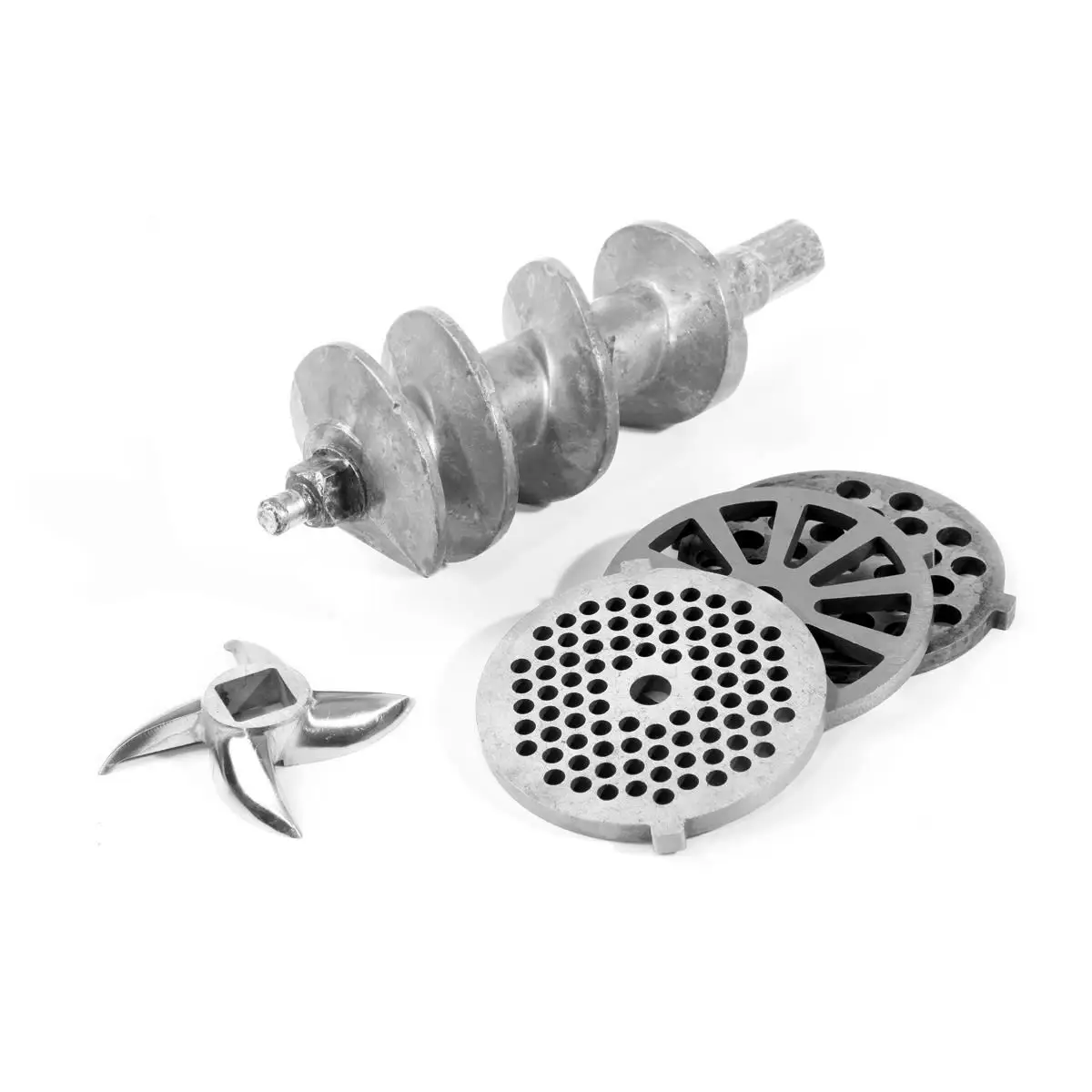 Masina de tocat carne, 2 discuri taiere incluse 4 si 7 mm, 3 accesorii umplere carnati 12, 15, 20 mm, Hendi 198, corp aluminiu, palnie fonta, 400W - imagine 6