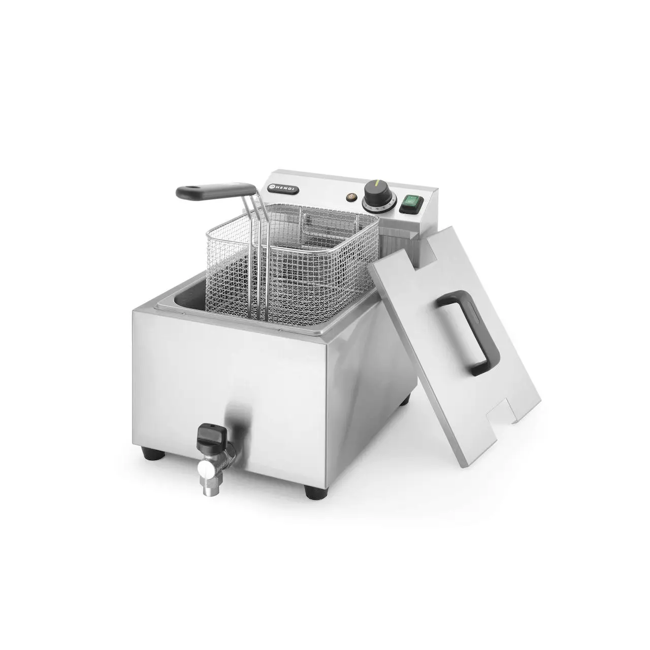 Friteuza electrica profesionala, Hendi Mastercook cu robinet scurgere ulei, Inox, 8 lt, 3500 W, temperatura reglabila pana la 195 gr C, termostat, 515x300x(H)345 mm - imagine 5