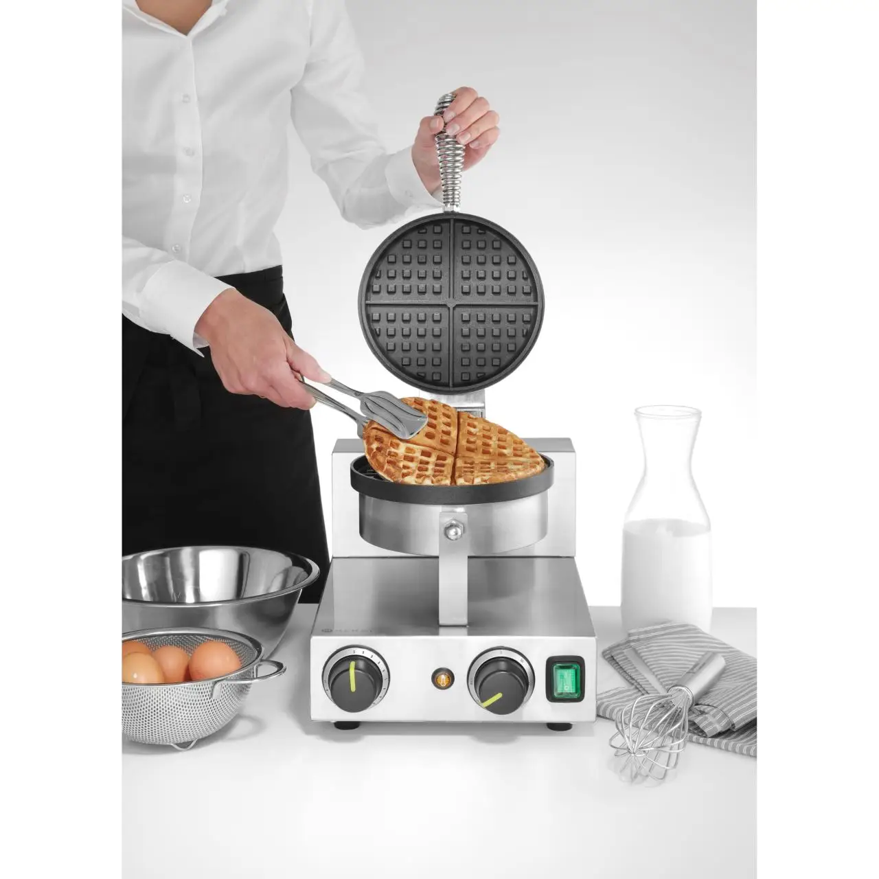 Aparat vafe/waffles rotunde Hendi, diametru 19cm, 1000w, timer, termostat reglabil, 2500x3800x(h)5900mm - imagine 5