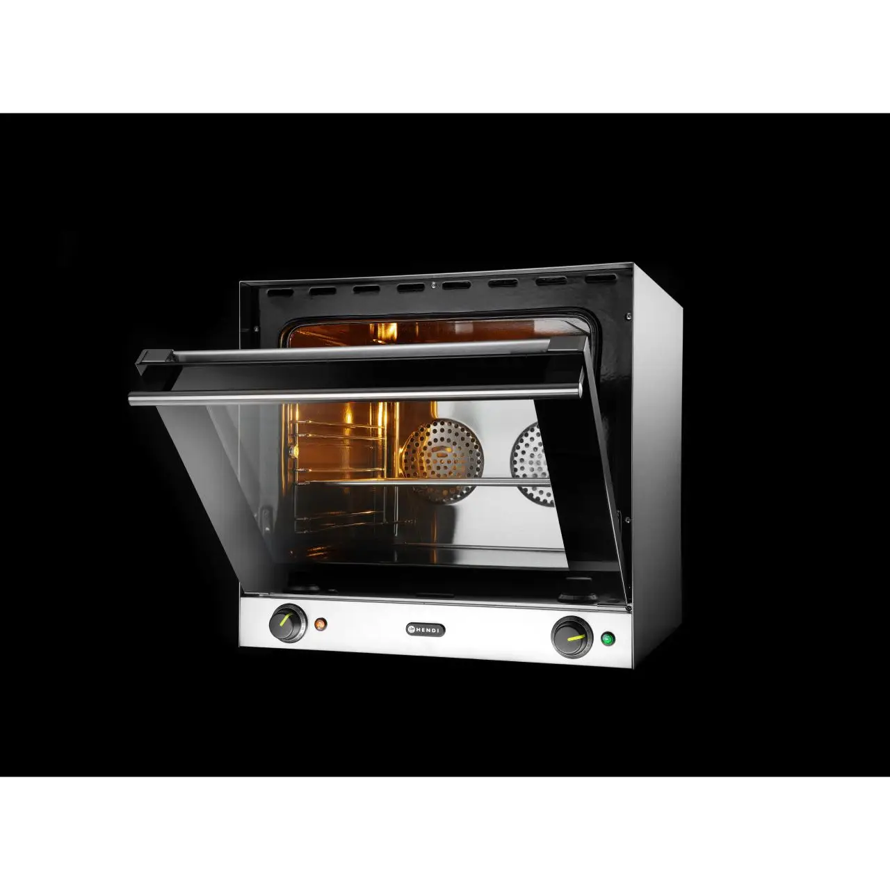 Cuptor convectie Hendi H90, 4 tavi 438x315 mm incluse, 2 elemente incalzire, 2 ventilatoare, termostat reglabil 50-300 gr C, timer 0-120 min, 2670 W, 595x595x(H)570 mm - imagine 8