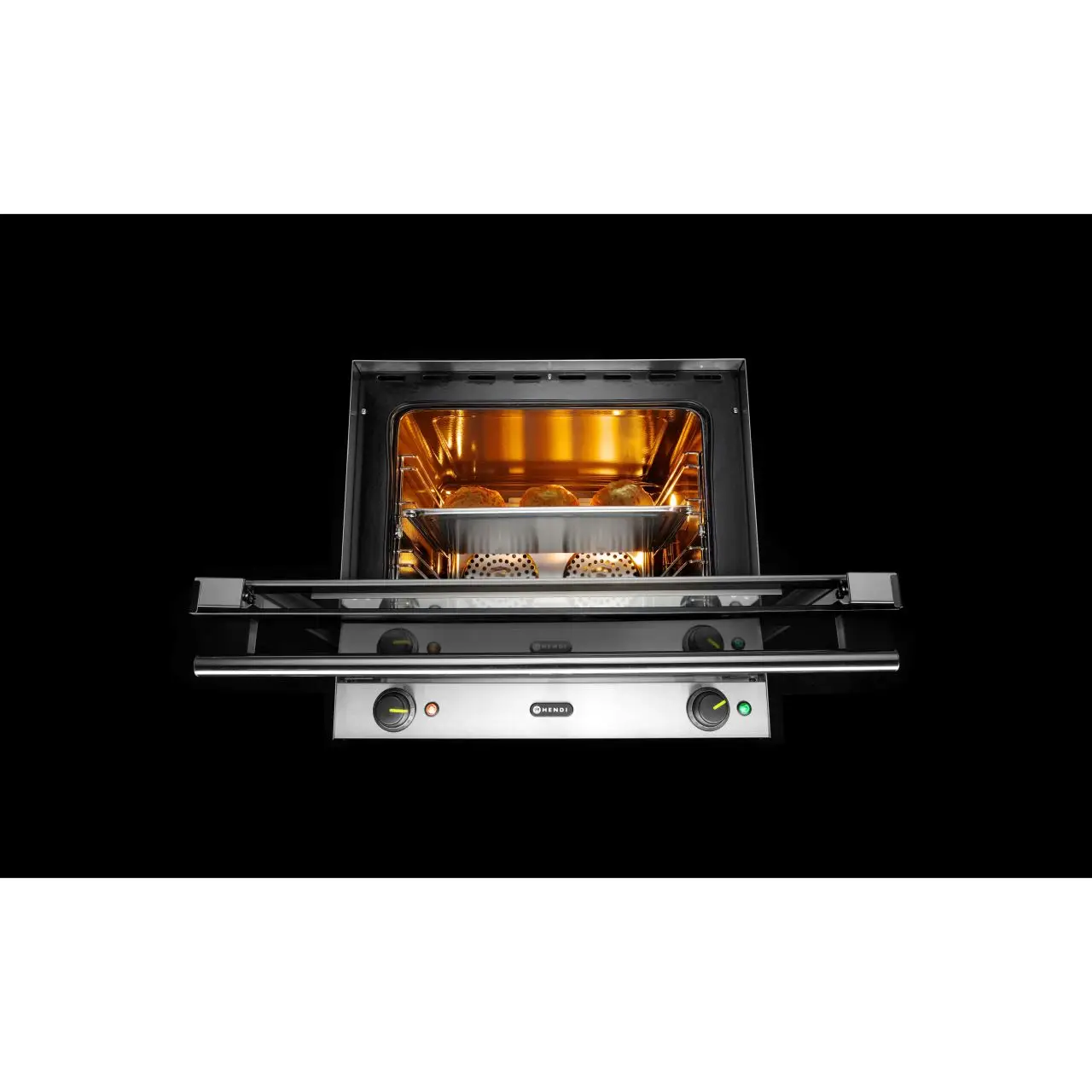 Cuptor convectie Hendi H90, 4 tavi 438x315 mm incluse, 2 elemente incalzire, 2 ventilatoare, termostat reglabil 50-300 gr C, timer 0-120 min, 2670 W, 595x595x(H)570 mm - imagine 12