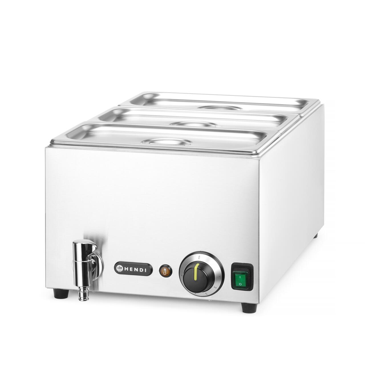 Set: Bain-marie HENDI Ranger cu robinet de scurgere + 3x GN 1/3 cu capac, HENDI, GN 1/1, 230V/1000W, 604x332x(H)242mm - imagine 4