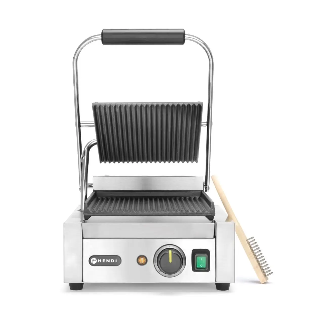 Contact grill, suprafete striate din fonta cu invelis ceramic, 1800 W, corp inox, Hendi, potrvit si pentru uz profesional - imagine 7
