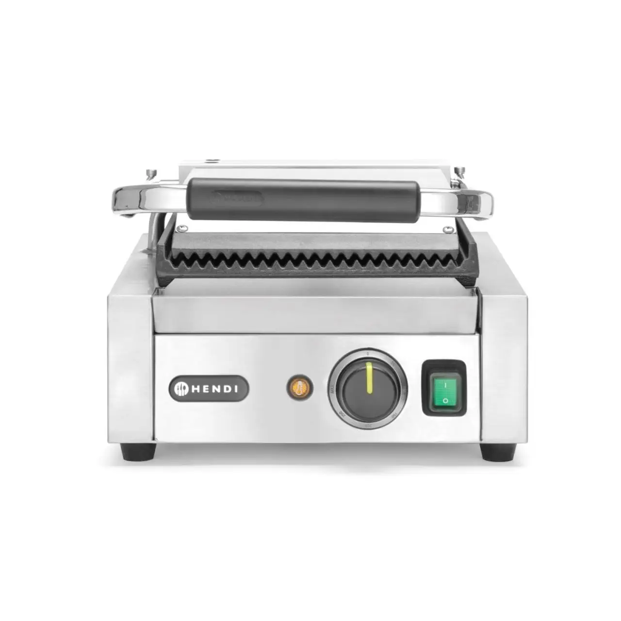 Contact grill, suprafete striate din fonta cu invelis ceramic, 1800 W, corp inox, Hendi, potrvit si pentru uz profesional - imagine 5