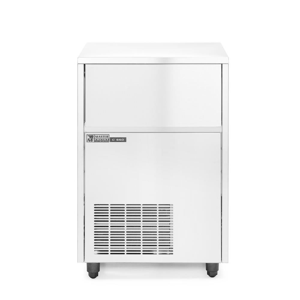 Masina cuburi de gheata, Master Frost & Hendi, otel inoxidabil, 66 kg/24 h, cub forma de clopotel, cu gauri hexagonale / 18 gr, 230 V/720 W, 600x580x(H)840 mm - imagine 2