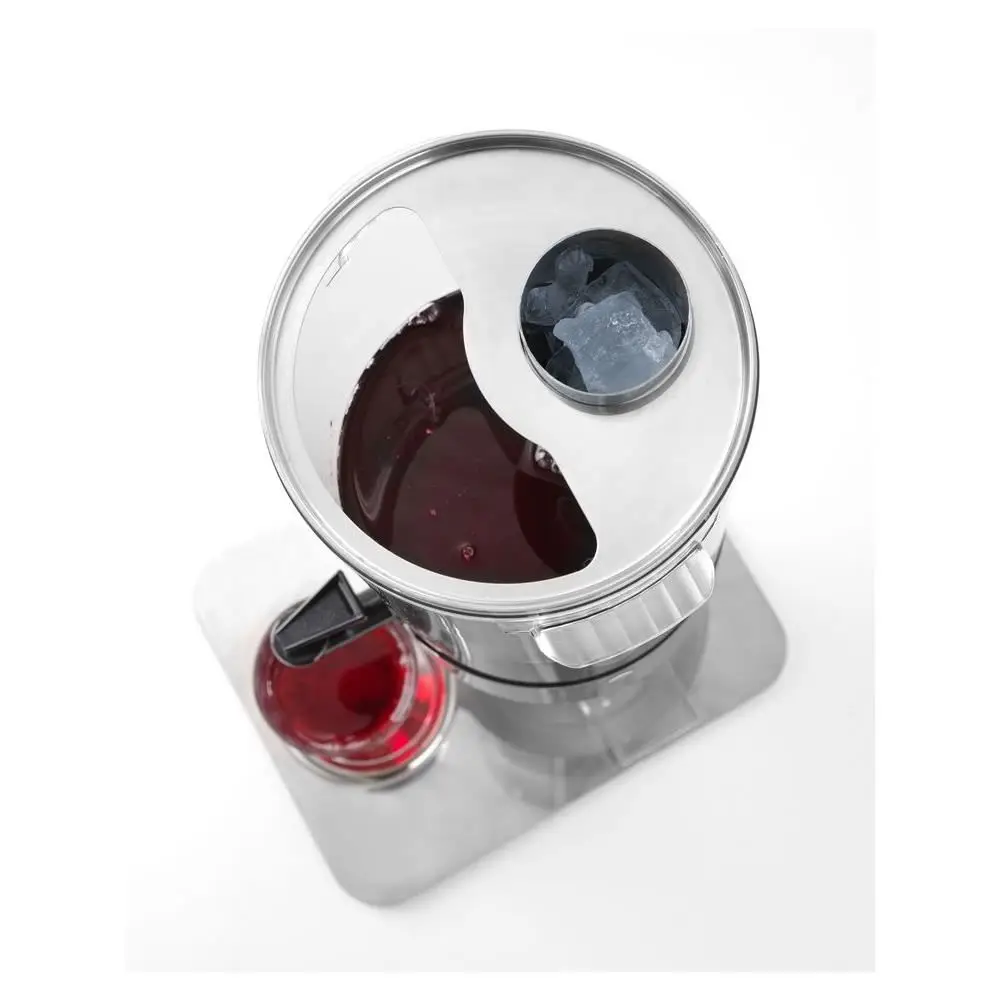 Dispenser profesional pentru suc 5 litri, sistem racire cu cuburi gheata, corp inox, cuva policarbonat, robinet anti-picurare, Hendi, 28x22x(H)51 cm - imagine 3