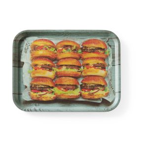 Tava de servire dreptunghiulara suprafata antiderapanta, cu imprimare, HENDI, tasty burger, 330x430mm