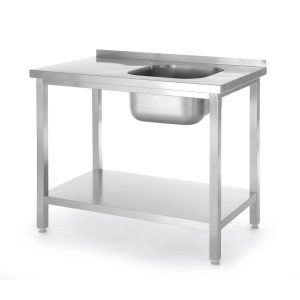 Spalator cu o cuva Budget Line cu chiuveta stanga, dimensiuni 1000 x 600 (H) 850 mm, cu raft, infiletat