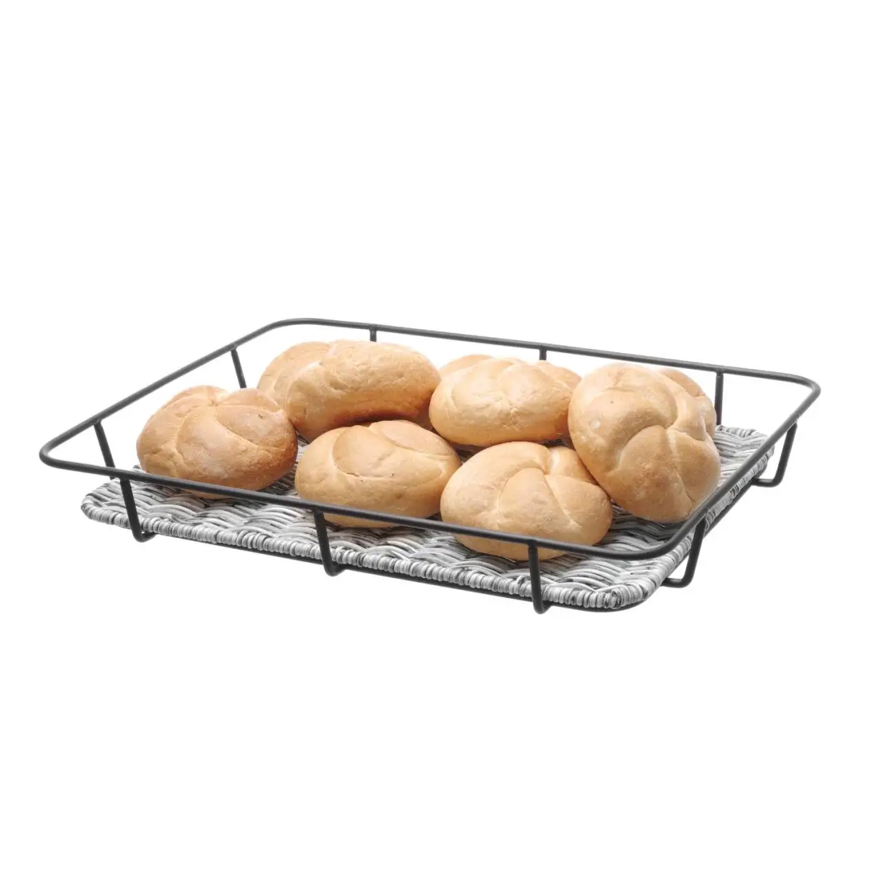 Cos servire pentru paine cu suport metalic Hendi, 400x300x(H)50 mm, Negru - imagine 4