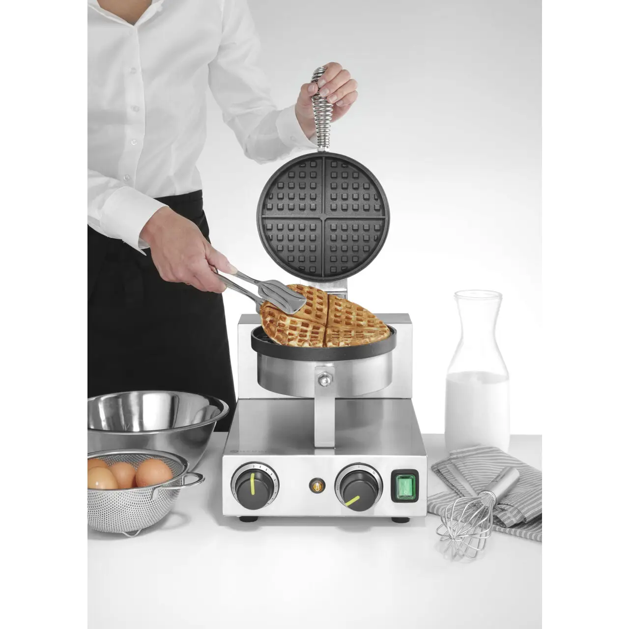 Aparat vafe/waffles rotunde Hendi, diametru 19cm, 1000w, timer, termostat reglabil, 2500x3800x(h)5900mm - imagine 4