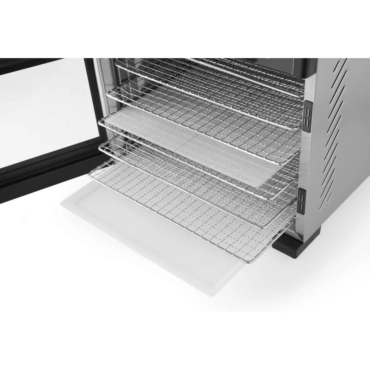 Deshidrator alimente Hendi Profi Line, 550 W, 6 tavi inox, interior si exterior inox, temperatura reglabila 35-75 C, Gri, timer, panou de control digital - imagine 2