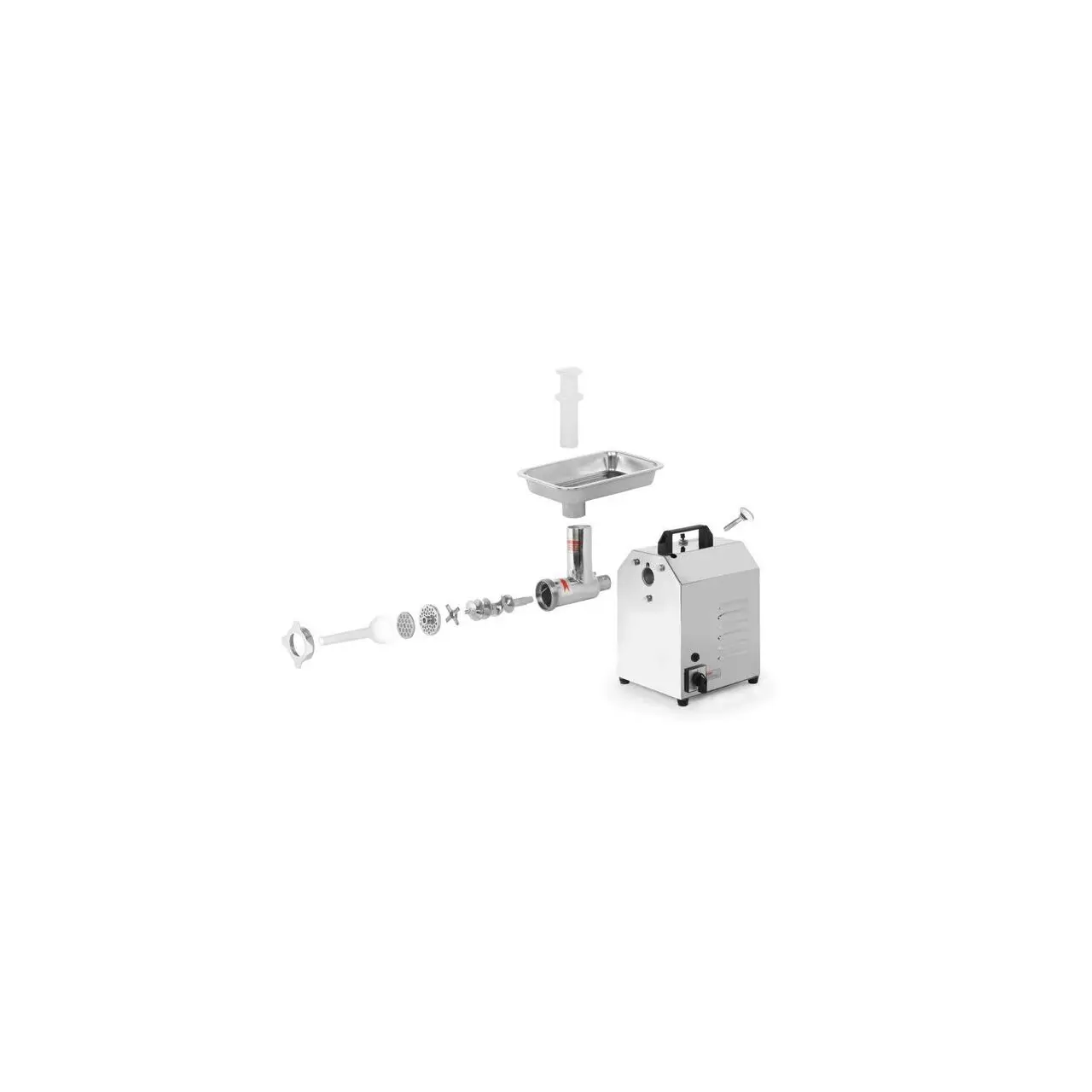 Masina de tocat carne, 2 discuri tocare de 6 si 8 mmm din inox, cutit din inox, melc din inox, tub pentru impingere, Hendi Top Line, 250 Kg/ora, corp inox, palnie inox chirurgical 304, 900 W - imagine 3