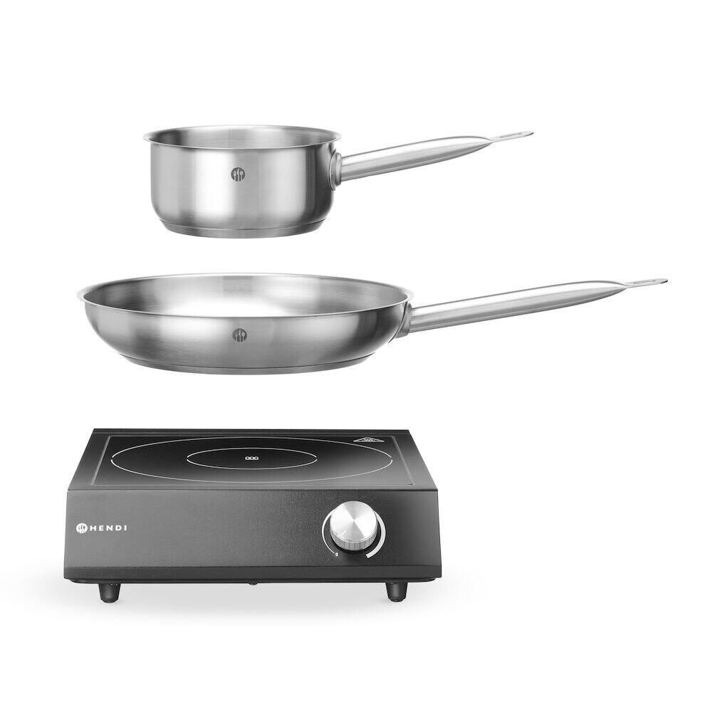 Set: Plita cu inductie 3500W + cratita + tigaie, HENDI, Negru, 220-240V/3500W, 320x395x(H)95mm - imagine 2
