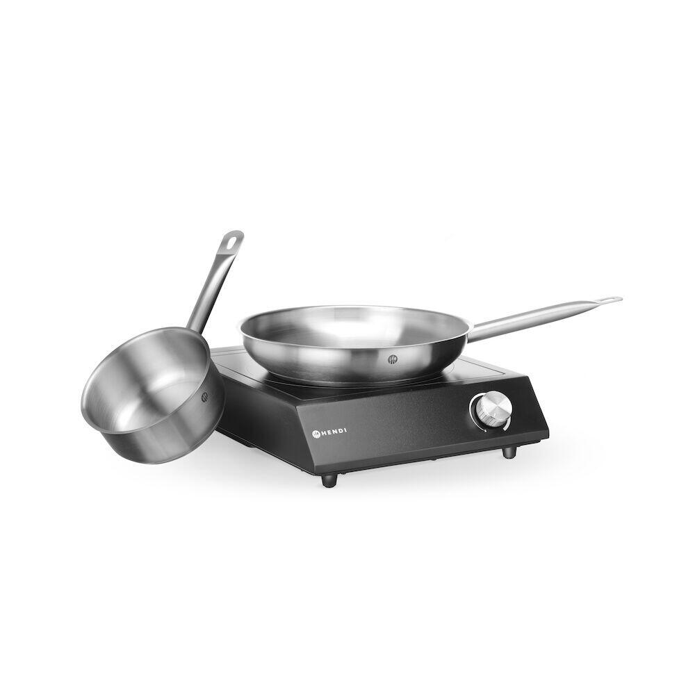 Set: Plita cu inductie 3500W + cratita + tigaie, HENDI, Negru, 220-240V/3500W, 320x395x(H)95mm - imagine 4