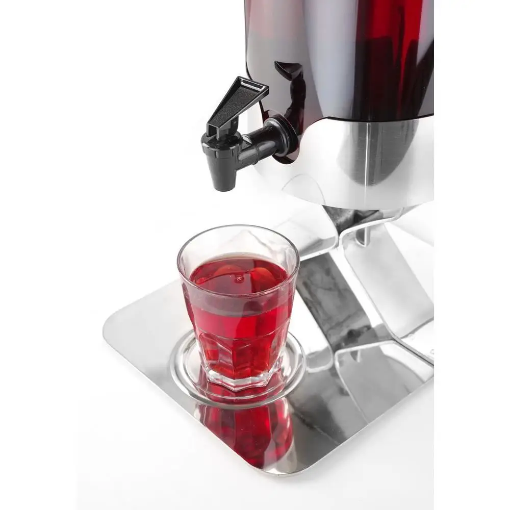 Dispenser profesional pentru suc 5 litri, sistem racire cu cuburi gheata, corp inox, cuva policarbonat, robinet anti-picurare, Hendi, 28x22x(H)51 cm - imagine 4