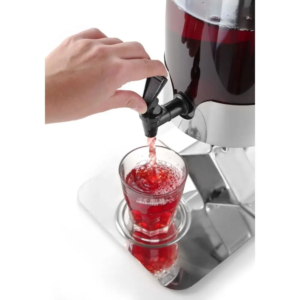 Dispenser profesional pentru suc 5 litri, sistem racire cu cuburi gheata, corp inox, cuva policarbonat, robinet anti-picurare, Hendi, 28x22x(H)51 cm - imagine 5