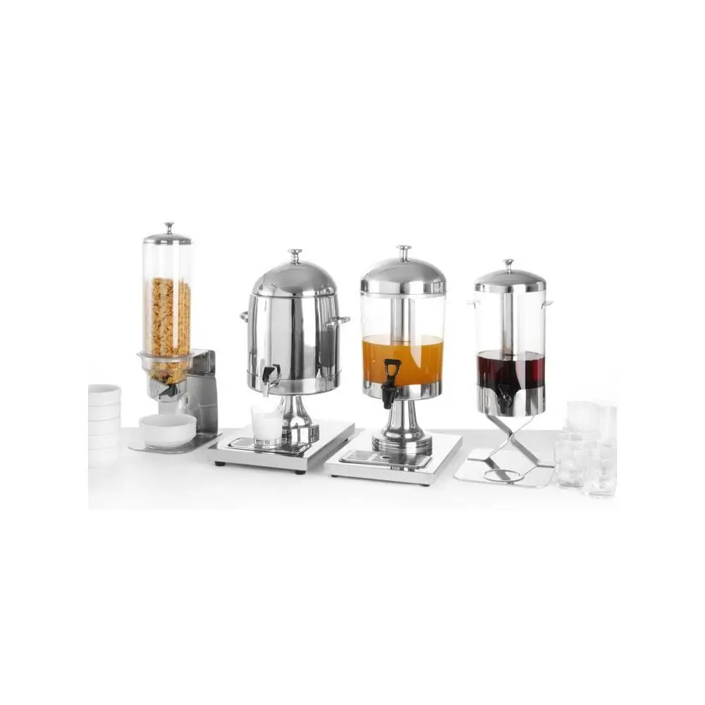 Dispenser profesional pentru suc 5 litri, sistem racire cu cuburi gheata, corp inox, cuva policarbonat, robinet anti-picurare, Hendi, 28x22x(H)51 cm - imagine 2